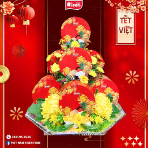 Tháp bánh dâng lễ tone đỏ