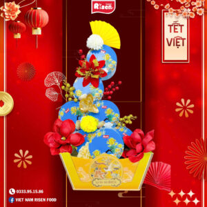 Tháp bánh dâng lễ tone xanh