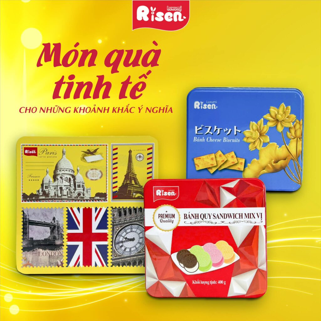 TỔNG HỢP CÁC LOẠI BÁNH QUY HỘP SẮT RISEN CHO DỊP TẾT NGUYÊN ĐÁN 2024